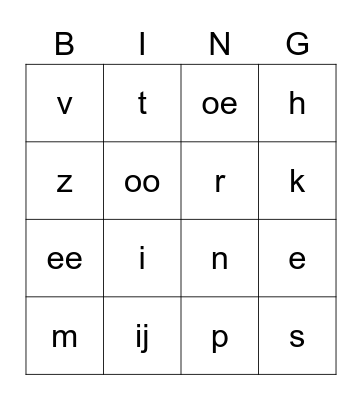 Bingo KERN  3 letters Bingo Card