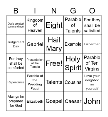 Midterm Review Bingo Card