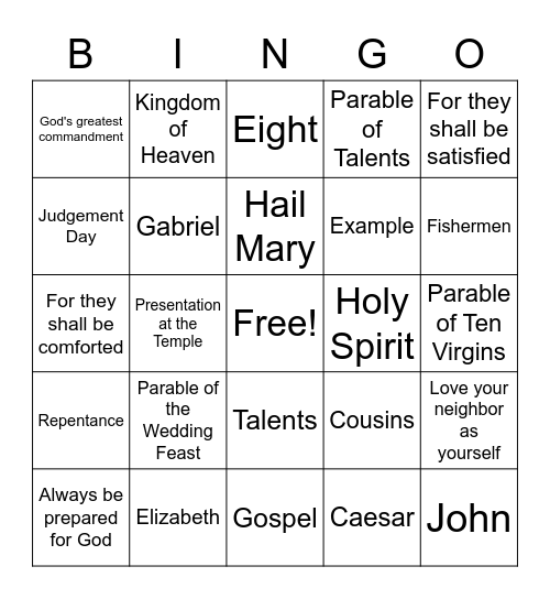 Midterm Review Bingo Card