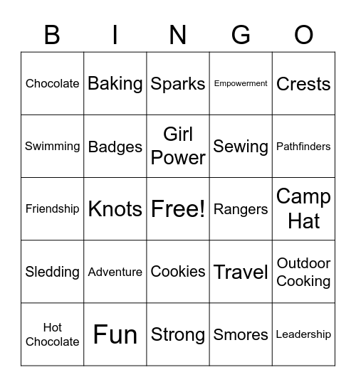 1st Estevan Pathfinders Bingo Card