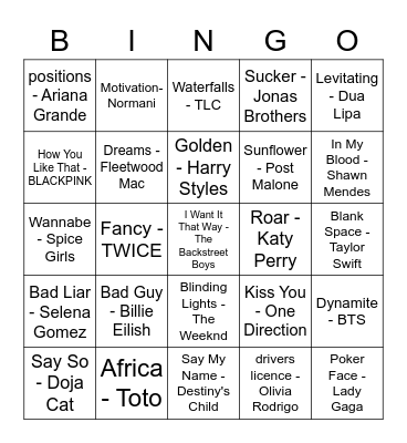 Musical Bingo - Hall Life Bingo Card