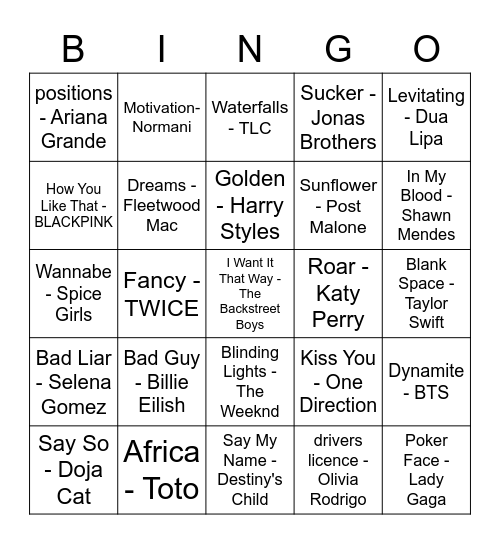 Musical Bingo - Hall Life Bingo Card