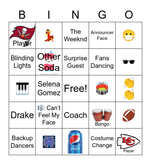 Halftime Bingo Card