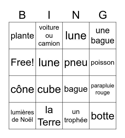 Wall-E Bingo Card