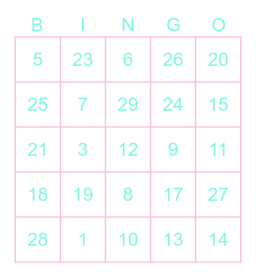 baby shower Bingo Card