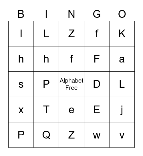 Alphabet Bingo Card