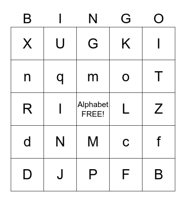 Alphabet  Bingo Card