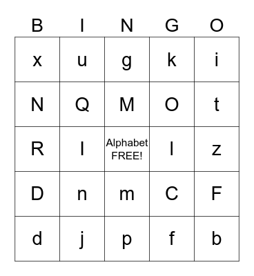Alphabet Bingo Card