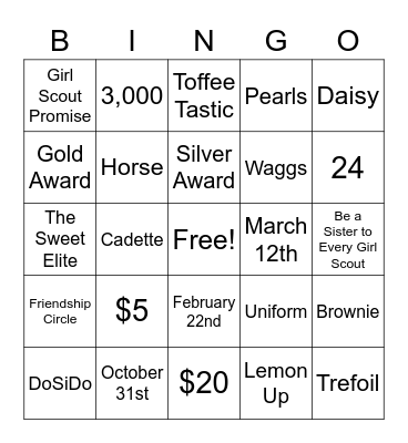 Cookie BINGO Card