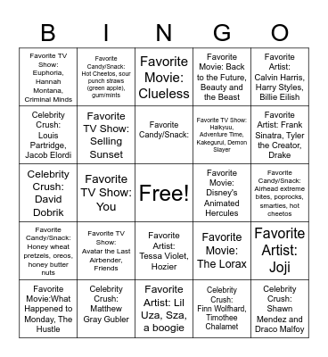 Dance Team Bingo Card