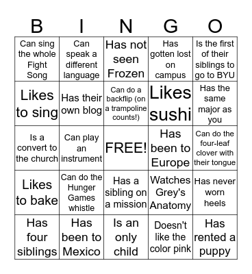 Find Someone Who... Bingo Card