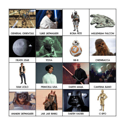 STAR WARS BINGO Card