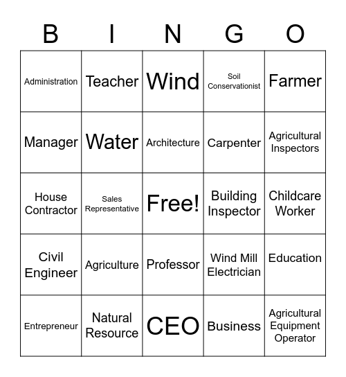 Career Cluster Bingo! Bingo Card