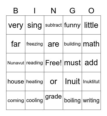 February 1st-5th, 2021 Bingo Card