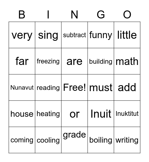 February 1st-5th, 2021 Bingo Card