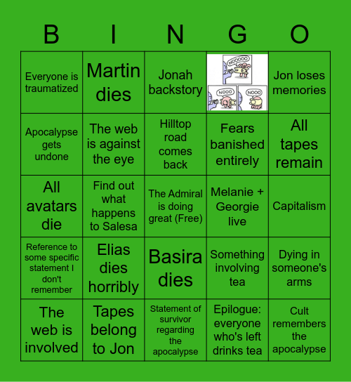 TMA Endgame Bingo Card