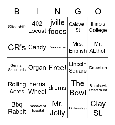 Jville  Bingo Card