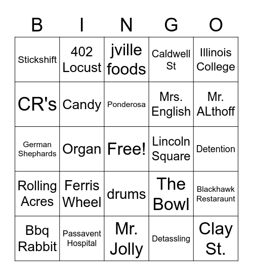 Jville  Bingo Card