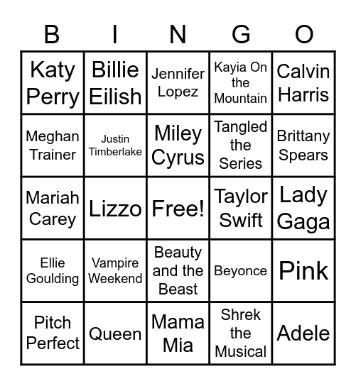 Violet Bingo Card