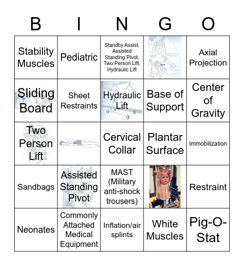 Safe Patient Movement & Handling Techniques / Immobilization Techniques Bingo Card