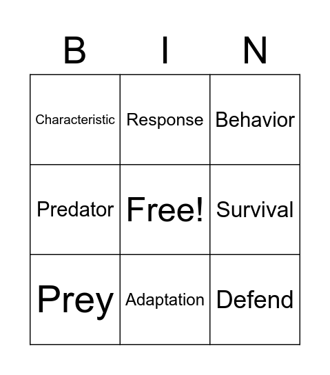 Animal Intelligence Bingo Card