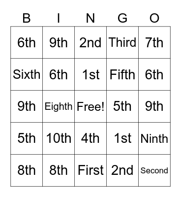 Bill of Rights Bingo Card