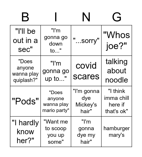 Merritt Bingo Card