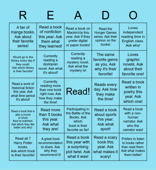 Find someone in class who has/is... Bingo Card