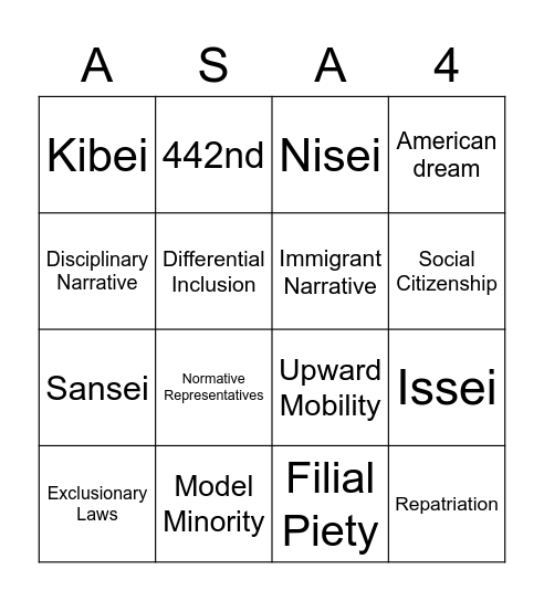 ASA BINGO Card