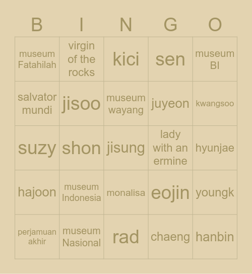 😭😭😭😭 Bingo Card