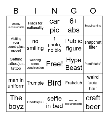 Tinder #3 Bingo Card