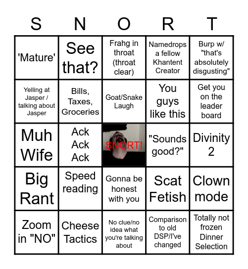 DarkSydePhil Stream Bingo (snort) Bingo Card