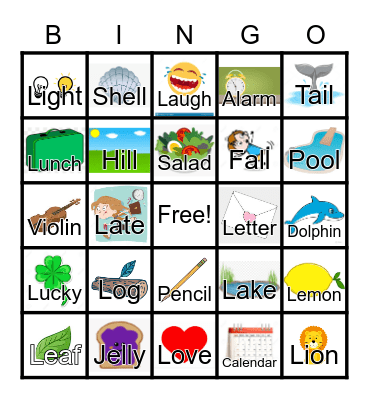 L Words Bingo Card