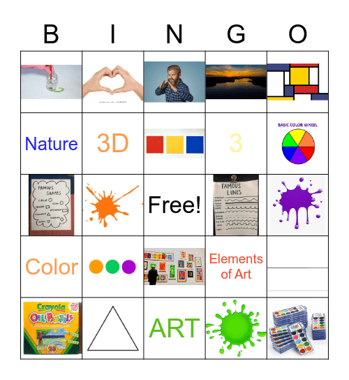 Valentine's First 3 Elements of Art Bingo-1st Grade Bingo Card