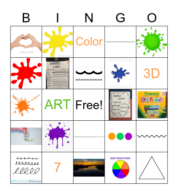 Valentine's First 3 Elements of Art Bingo-K4&K5 Grade Bingo Card