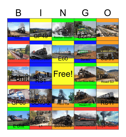 Railways around North America Bingo Card