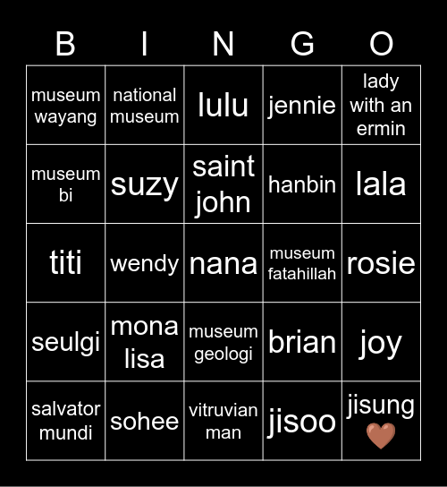 c Bingo Card