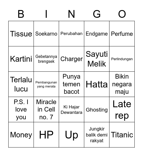 Mina Bingo Card