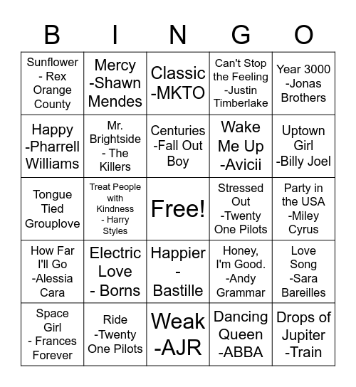 Nashville Music Bingo Card 2 Bingo Card