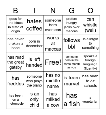 Find someone who... Bingo Card