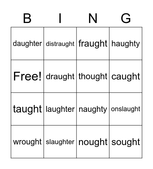 augh Bingo Card