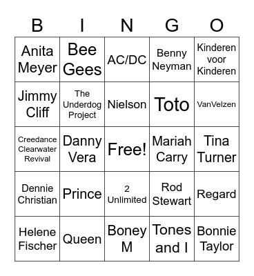 Muziek Bingo BIK Bingo Card
