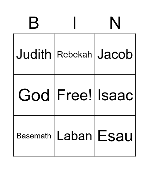 Genesis 27 Bingo Card