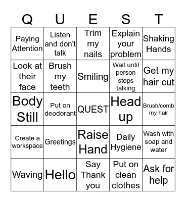 Successful Student Bingo Card