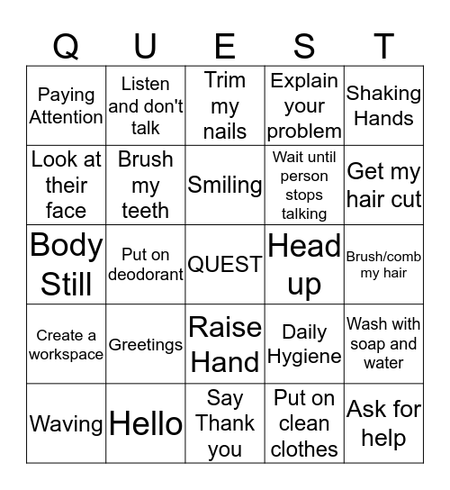 Successful Student Bingo Card