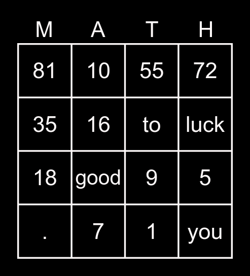 Target Board Bingo Card