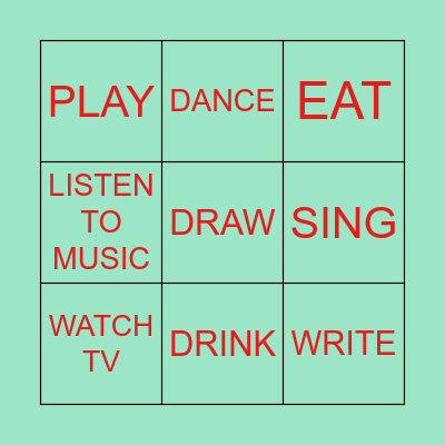 JENNY - UNIT 5 VERBS Bingo Card