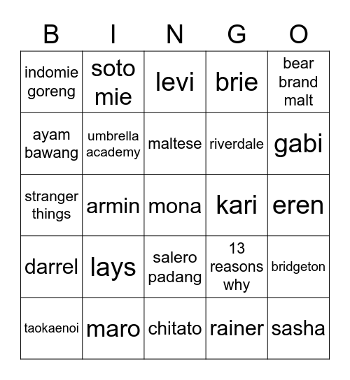 Untitled Bingo Card