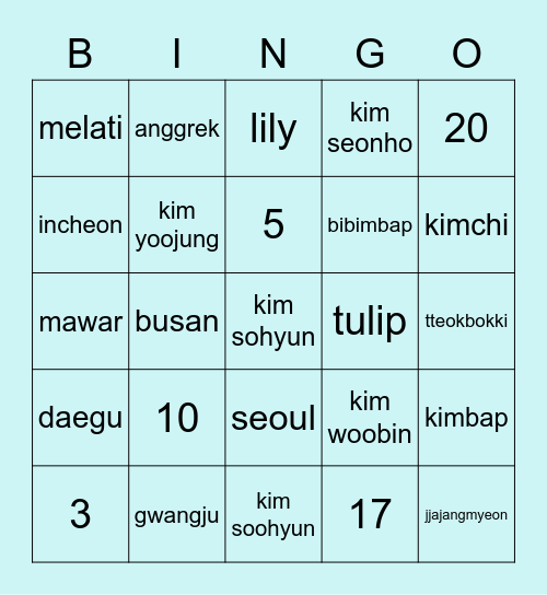 🍭 PUNYA MV01REMI 🍫 Bingo Card