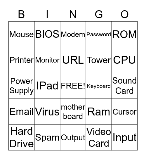 Computer BINGO Card